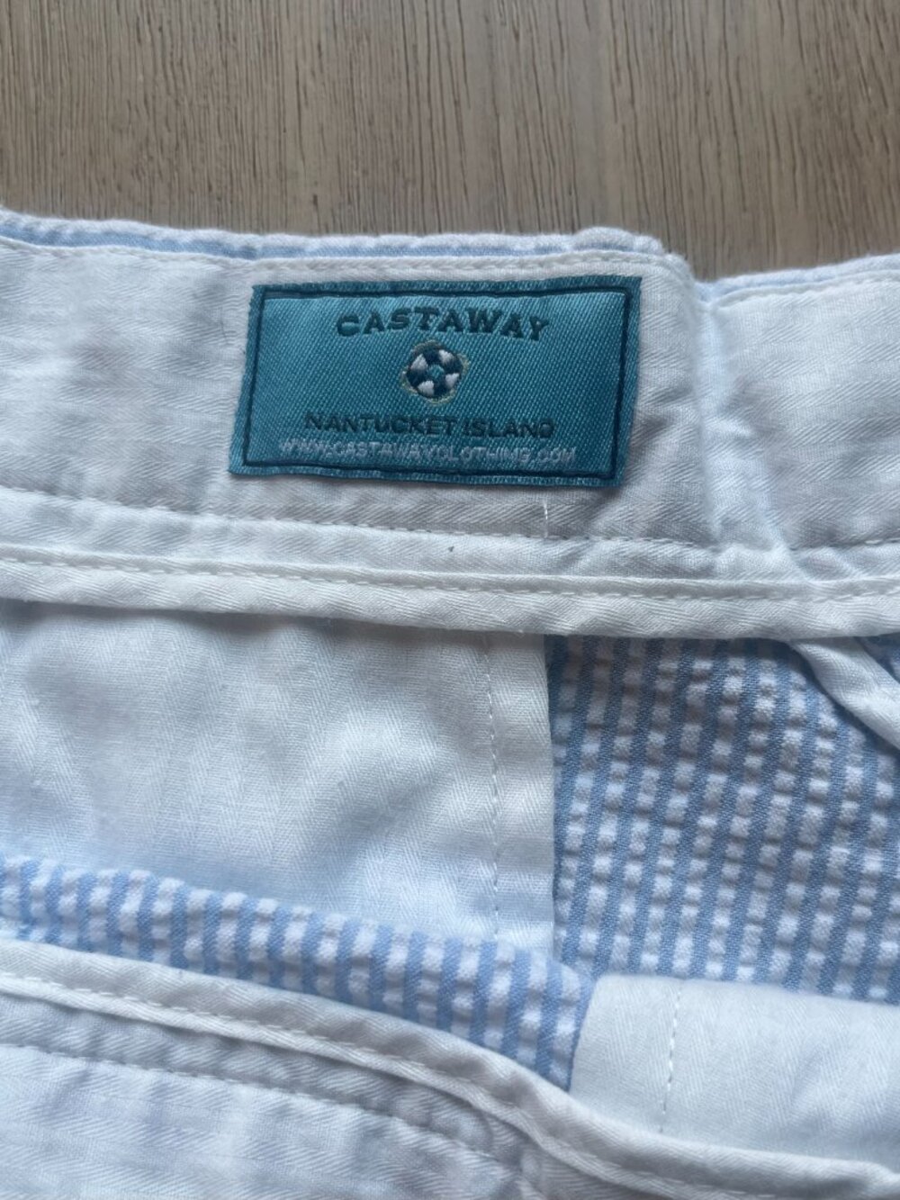 Castaway Nantucket Island Men's Blue Seersucker Beach Coastal Shorts Size 42 - Picture 3 of 9